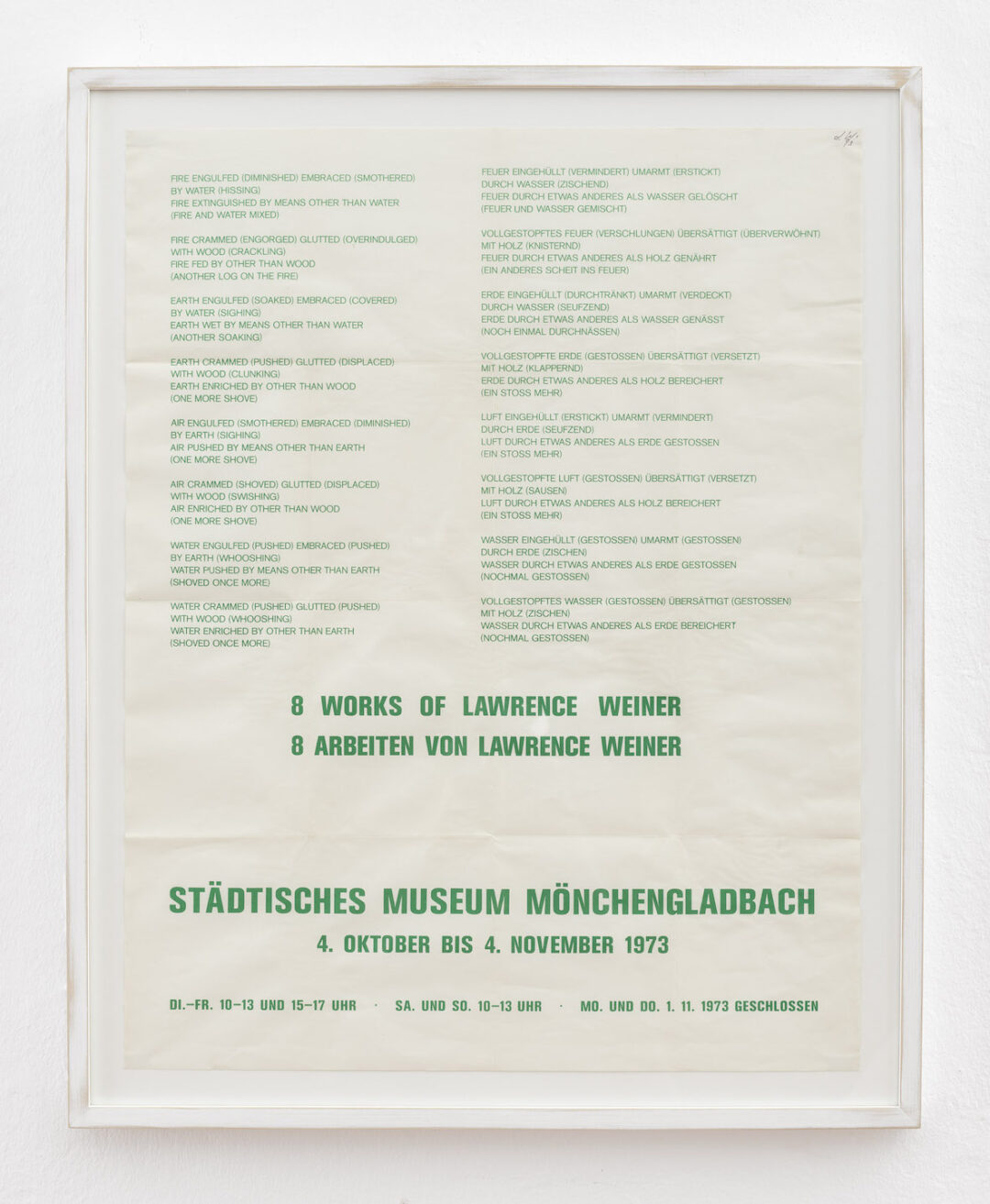 8 Works of Lawrence Weiner, 1973