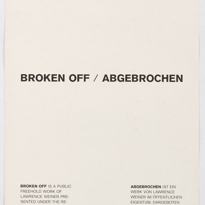 Broken Off/ Abgebrochen, 1974
