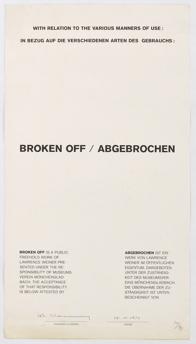 Broken Off/ Abgebrochen, 1974